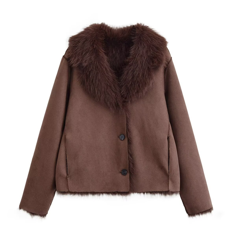 Myst&Za Ženska zimska jakna 2025, casual stil, lažni krzno, obostrano nošenje, 3046381