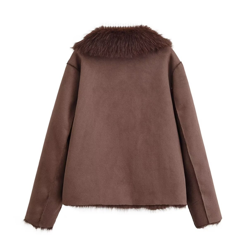 Myst&Za Ženska zimska jakna 2025, casual stil, lažni krzno, obostrano nošenje, 3046381