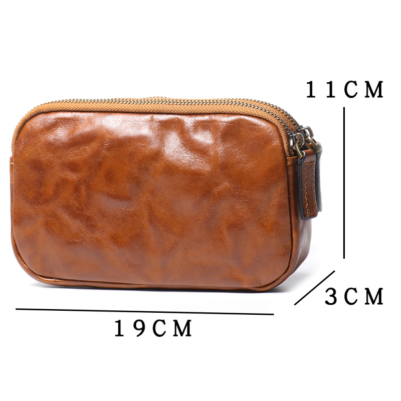 Muški kožni clutch novčanik s vintage uzorkom, koža prvog sloja, velika kapaciteta za telefon
