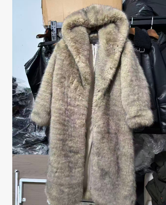 Taop&Za ženski kaput s kapuljom od umjetnog krzna, srednja duljina, ležerni kroj, elegantan jesensko-zimski stil