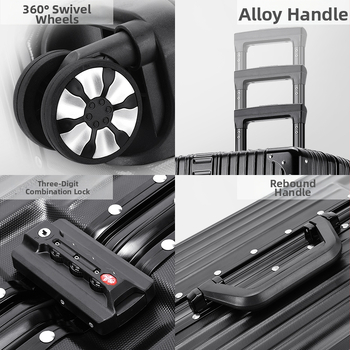 20-inčni kofer s ABS+PC materijalom, s univerzalnim kotačićima, unisex, minimalistički luksuzan dizajn, prugasti uzorak, PU podstava, proširivi