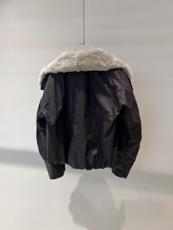 Ženska zimna jakna s krznenim ovratnikom, kratka, široki kroj, uredski stil, 2025