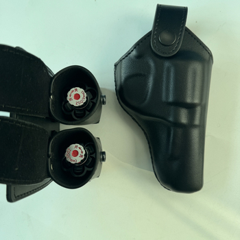 Futrola za revolver 9 mm, oblikovana, taktičko brzo izvlačenje, rekvizita za trening, prava koža, futrola s dvostrukim redom spremnika