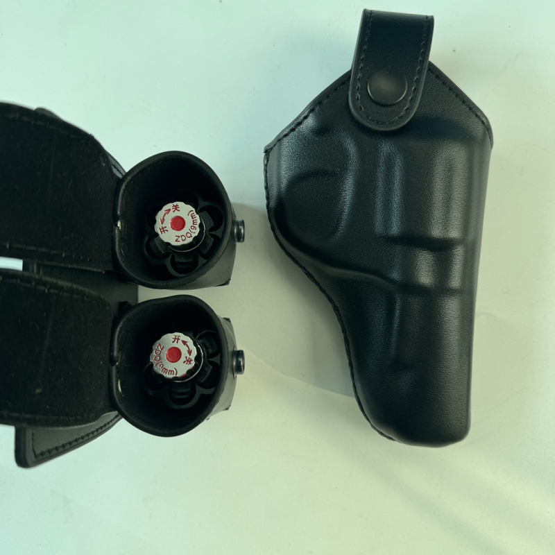 Futrola za revolver 9 mm, oblikovana, taktičko brzo izvlačenje, rekvizita za trening, prava koža, futrola s dvostrukim redom spremnika