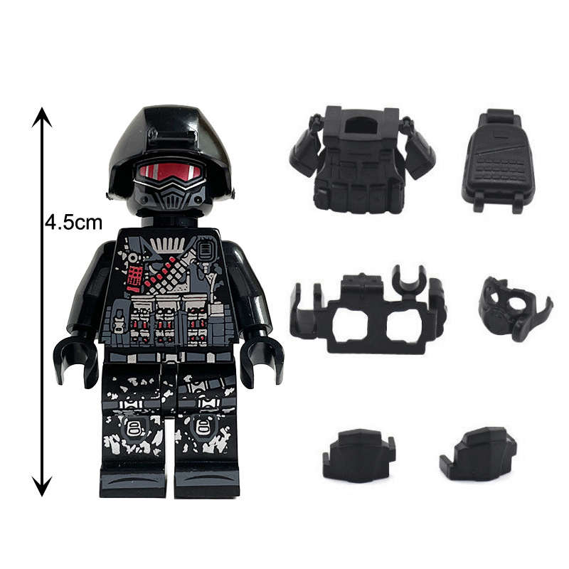 Ťažký set stavebných blokov Ghost SWAT s vestou, batohom a opaskom
