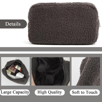 Dupla nyitású Teddy bársony sminktáska, nagy kapacitású, akasztható a bőröndre