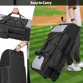Torba za opremu za baseball/softball s kotačićima, veliki kapacitet, višenamjenska torba za trening hokeja