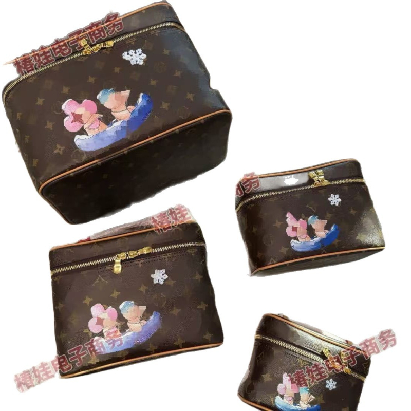 Vintage cvjetna PU kozmetička torbica s crossbody naramenicom, prijenosna torbica za toaletne potrepštine i skladištenje