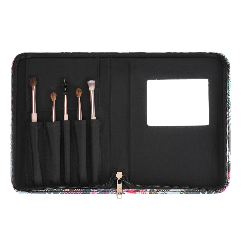 Nova torbica za 5 četkica za šminkanje sa ogledalom, prijenosna kozmetička torbica za retuširanje