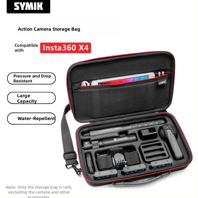 SYMIK taška na uloženie pre Insta360 X4/X5, prenášateľná ramenná a rukoväťová taška, odolná voči tlaku a pádu
