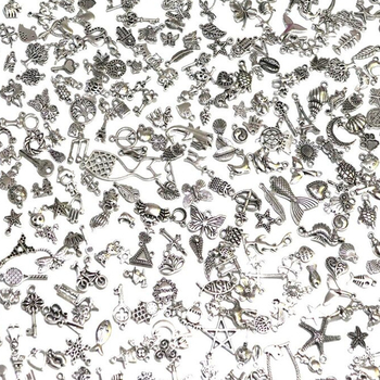 Miješani privjesci od starog srebra za DIY nakit – 300 komada, pogodni za narukvice, ogrlice, torbe i odjeću