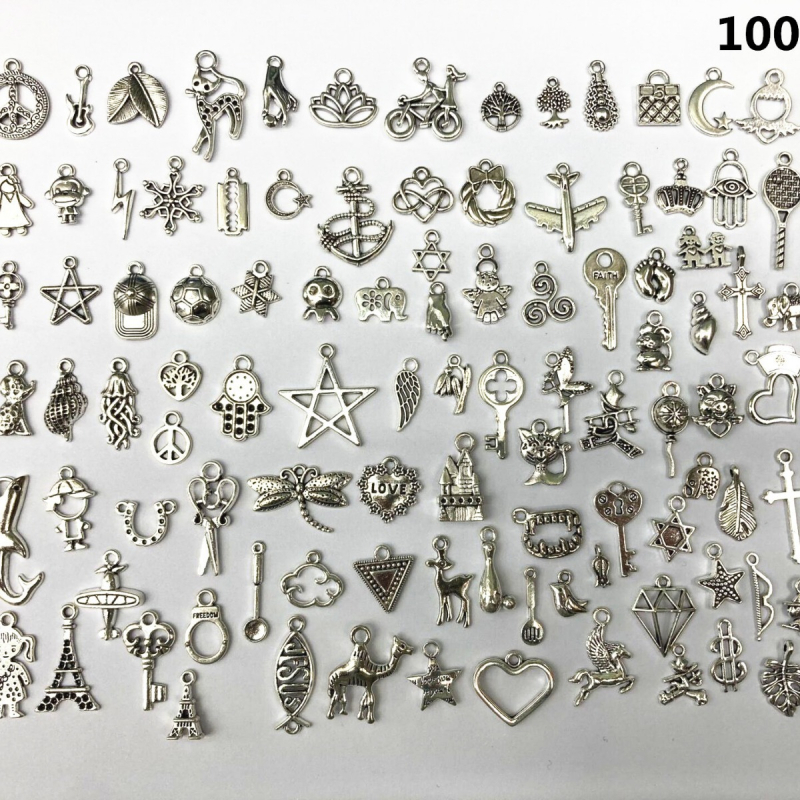 Miješani privjesci od starog srebra za DIY nakit – 300 komada, pogodni za narukvice, ogrlice, torbe i odjeću