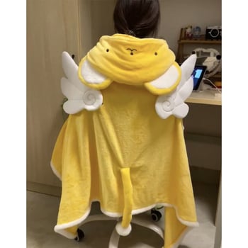 Sakura Pudding plush κουβέρτα-εσάρπα, κάπα με χαρακτήρες, μαλακή φλανελ κουβέρτα