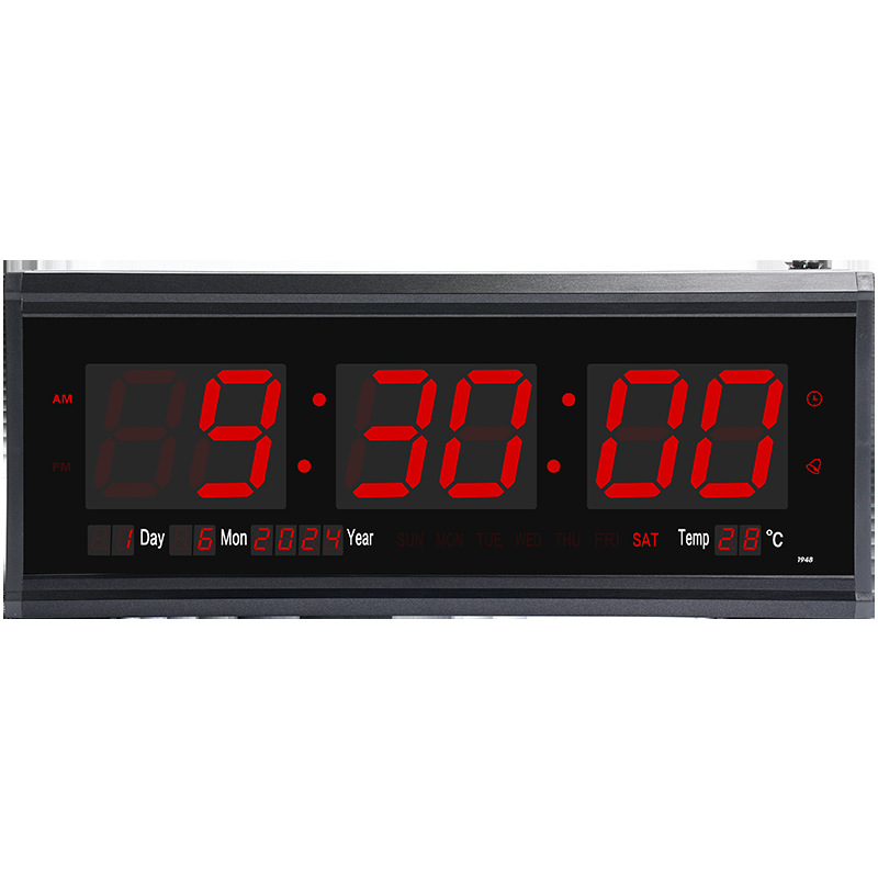 LED digitalni zidni sat s vječnim kalendarom, velike brojke, termometar, prikaz tjedna i mjeseca, alarm
