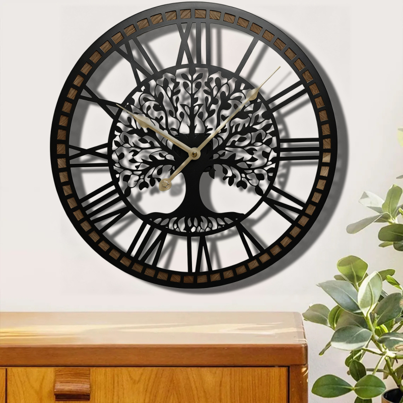 Okrugli metalni zidni sat za dnevni boravak, minimalistički dizajn, promjer 30 cm