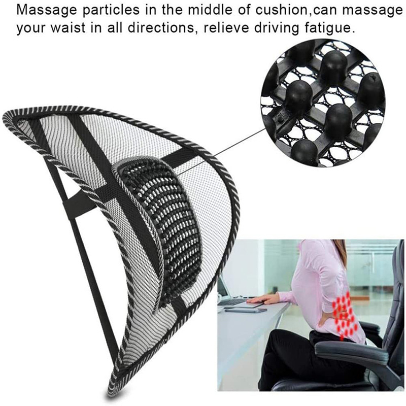 Auto lumbalna potpora, mrežasta potpora za ured, kućni masažni jastuk, prozračan stražnji jastuk od ice-silk materijala