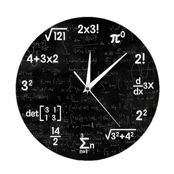 Zidni sat s matematičkim znakovima, logikom i jednadžbama, moderan minimalistički dizajn