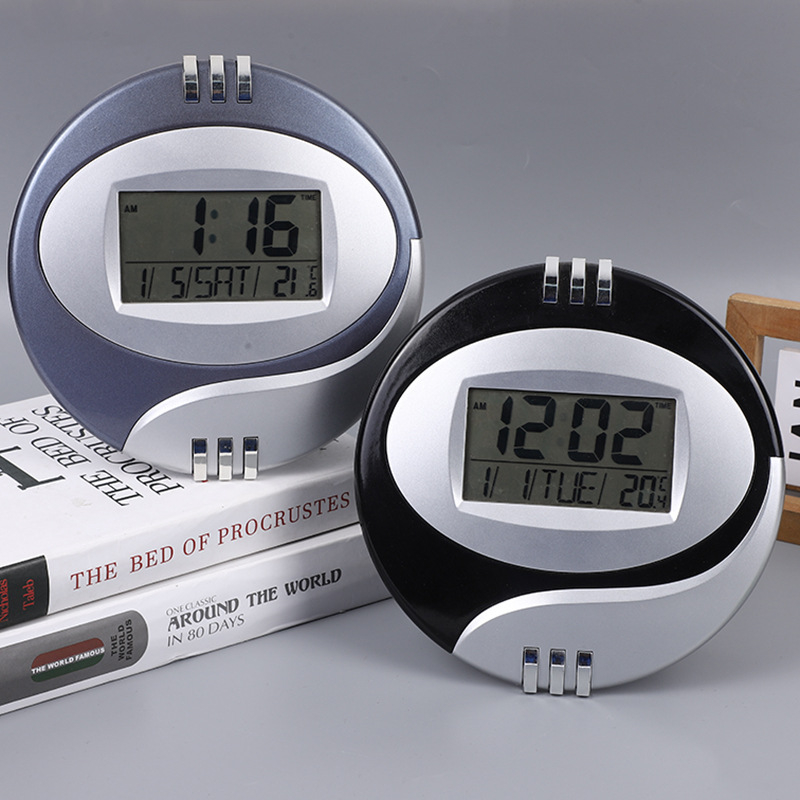 Sat na zid za dnevni boravak i spavaću sobu, moderan tih elektronički sat s LCD prikazom, LED, jednostavna montaža na zid