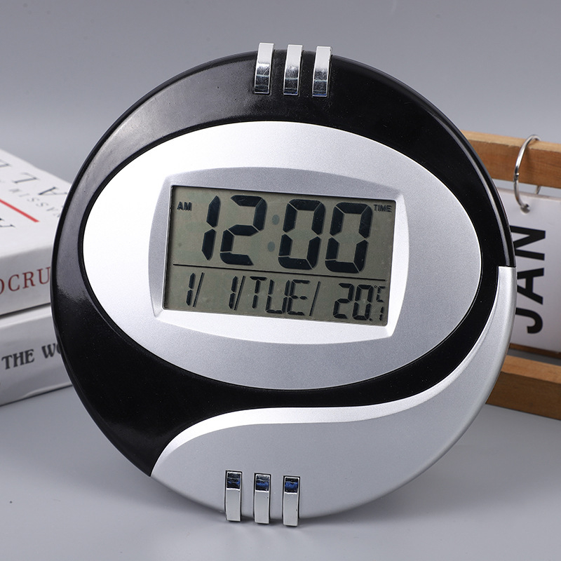 Sat na zid za dnevni boravak i spavaću sobu, moderan tih elektronički sat s LCD prikazom, LED, jednostavna montaža na zid