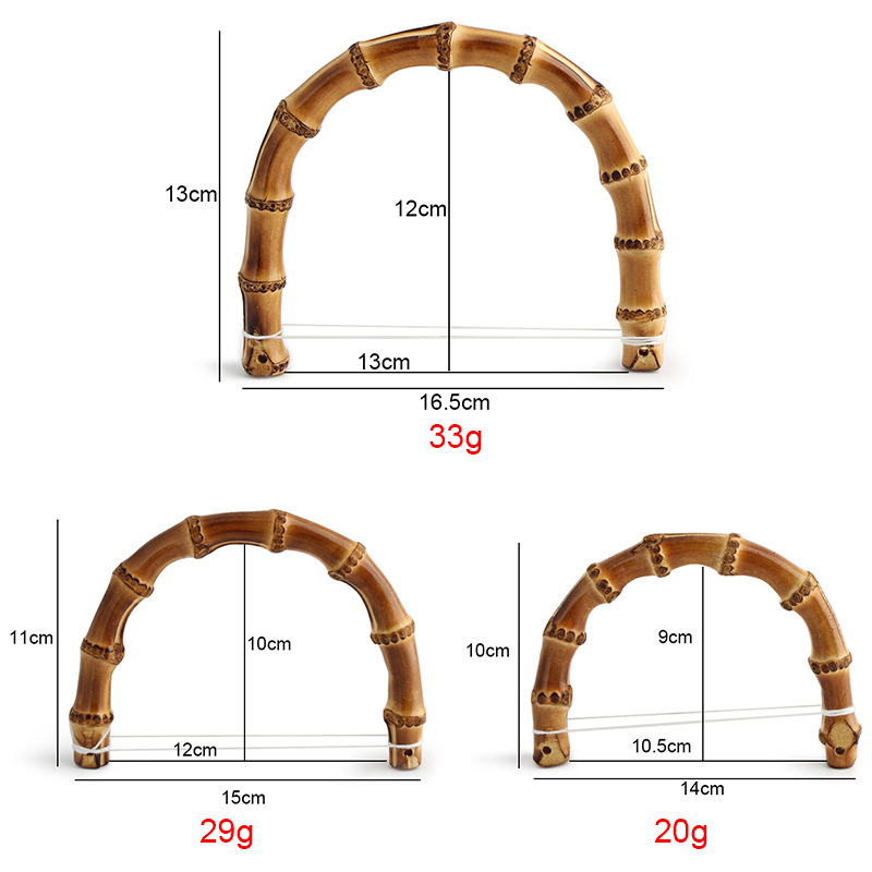 Mâner din bambus, curbat, cu noduri naturale, stil retro de vacanță, durabil și versatil, potrivit pentru genți de femei și accesorii pentru bagaje