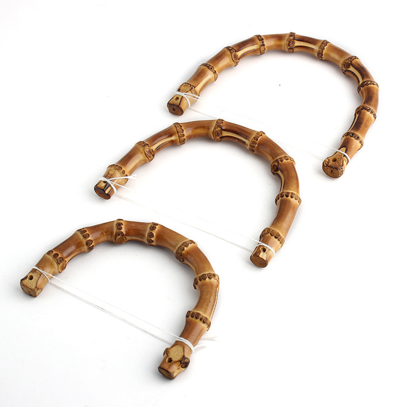 Mâner din bambus, curbat, cu noduri naturale, stil retro de vacanță, durabil și versatil, potrivit pentru genți de femei și accesorii pentru bagaje