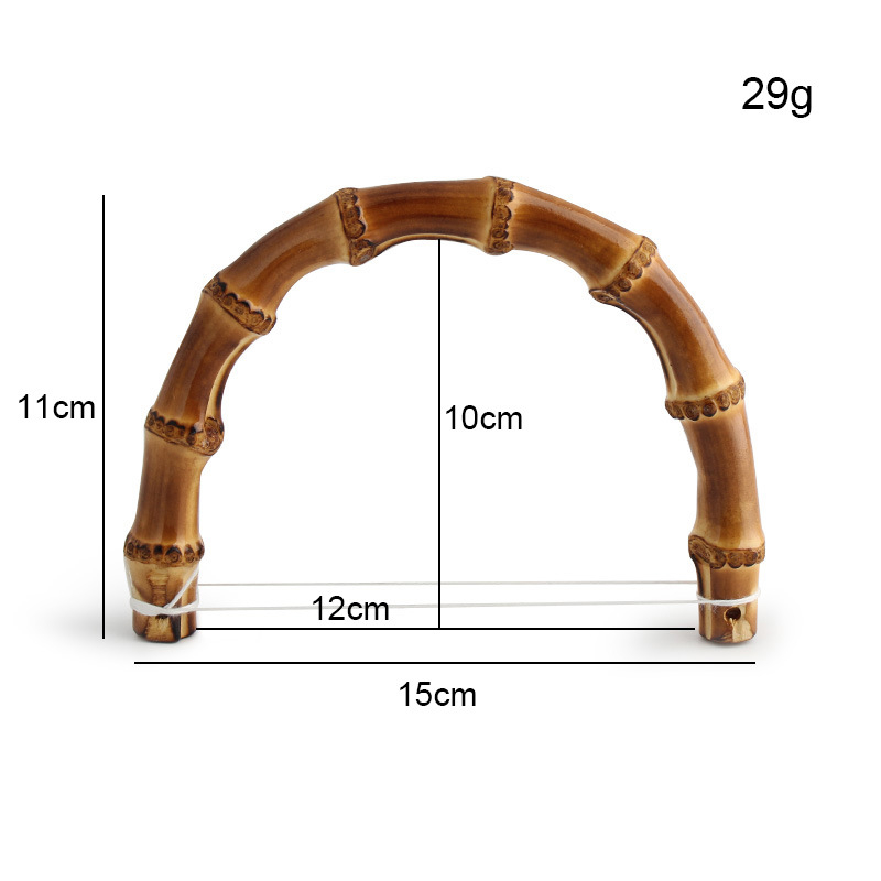 Mâner din bambus, curbat, cu noduri naturale, stil retro de vacanță, durabil și versatil, potrivit pentru genți de femei și accesorii pentru bagaje