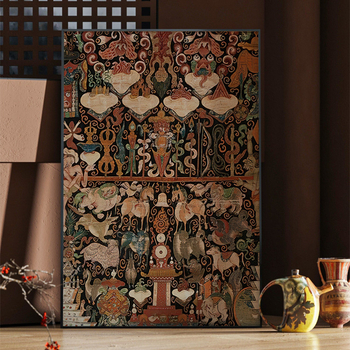 Thangka retro viseća slika u francuskom stilu sredine prošlog stoljeća, zidna umjetnost za dnevni boravak i hodnik, wabi-sabi mural