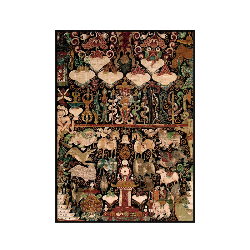 Thangka retro viseća slika u francuskom stilu sredine prošlog stoljeća, zidna umjetnost za dnevni boravak i hodnik, wabi-sabi mural