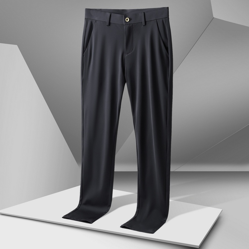 Férfiaknak készült könnyű Ice Silk nadrág, nyár 2026, koreai stílus, karcsú egyenes szabás, mindennapi elegáns nadrág