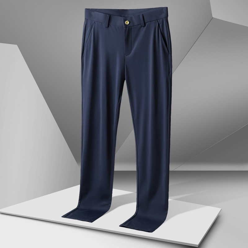 Férfiaknak készült könnyű Ice Silk nadrág, nyár 2026, koreai stílus, karcsú egyenes szabás, mindennapi elegáns nadrág