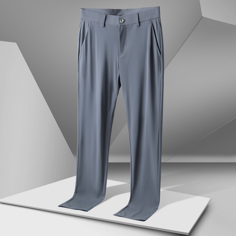 Férfiaknak készült könnyű Ice Silk nadrág, nyár 2026, koreai stílus, karcsú egyenes szabás, mindennapi elegáns nadrág