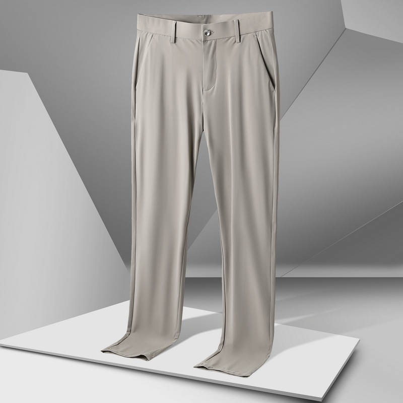 Férfiaknak készült könnyű Ice Silk nadrág, nyár 2026, koreai stílus, karcsú egyenes szabás, mindennapi elegáns nadrág