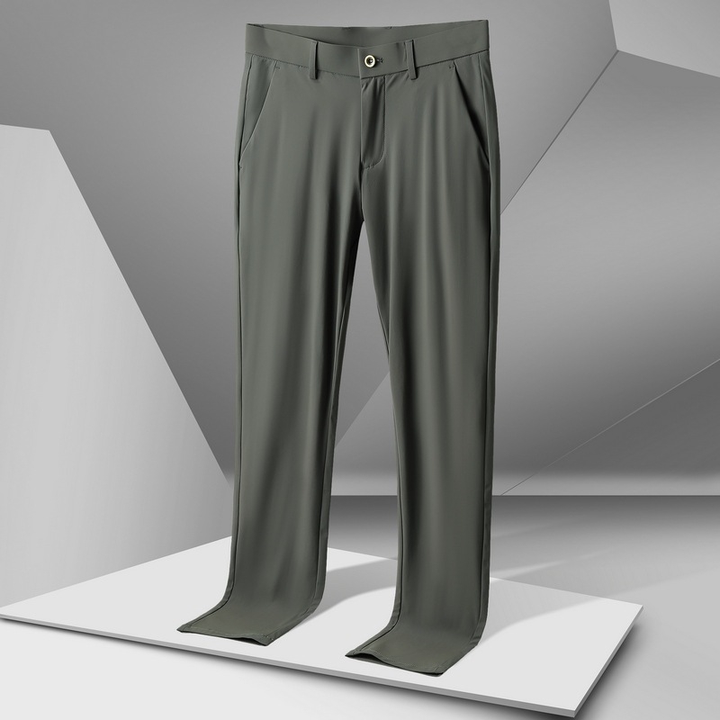 Férfiaknak készült könnyű Ice Silk nadrág, nyár 2026, koreai stílus, karcsú egyenes szabás, mindennapi elegáns nadrág