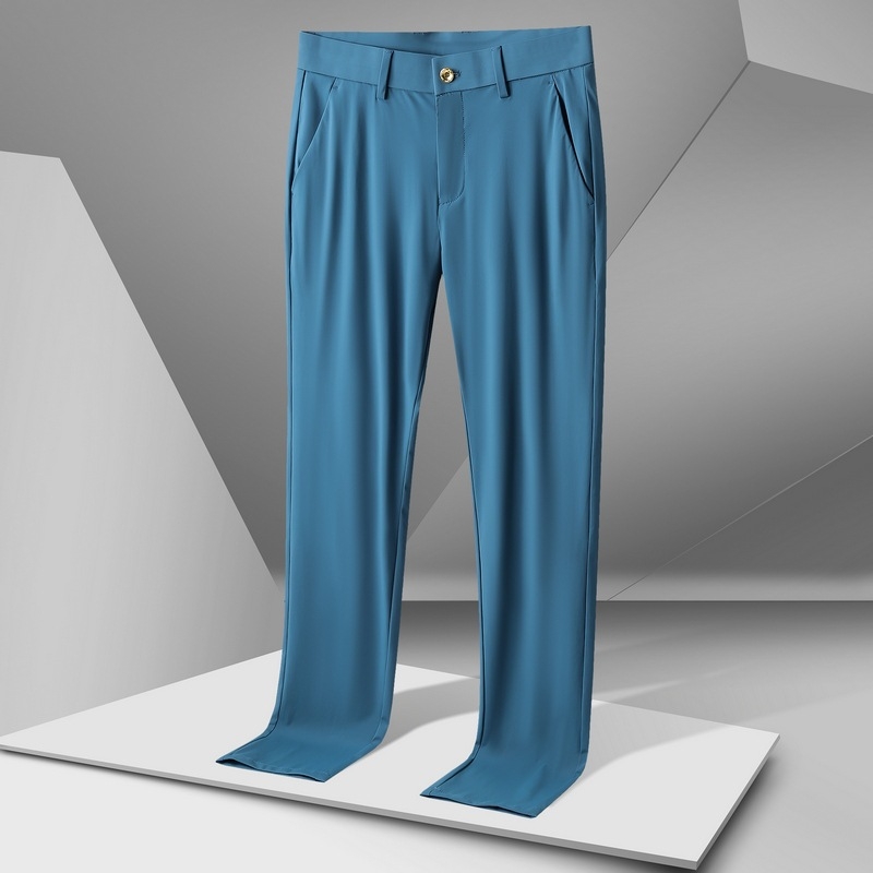Férfiaknak készült könnyű Ice Silk nadrág, nyár 2026, koreai stílus, karcsú egyenes szabás, mindennapi elegáns nadrág