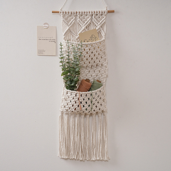 Ručni tkan goblen s mrežastim džepom za knjige i časopise, zidna dekoracija za dnevni boravak i spavaću sobu, skandinavski boho stil