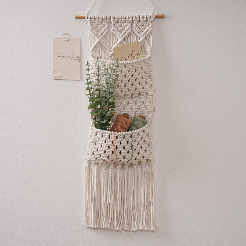 Ručni tkan goblen s mrežastim džepom za knjige i časopise, zidna dekoracija za dnevni boravak i spavaću sobu, skandinavski boho stil
