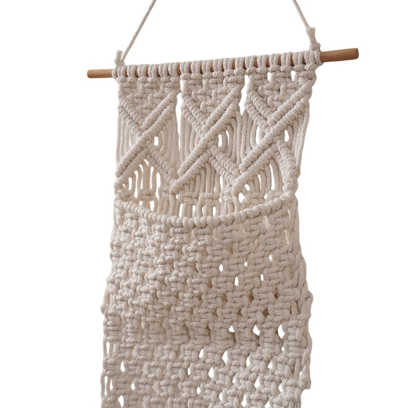 Ručni tkan goblen s mrežastim džepom za knjige i časopise, zidna dekoracija za dnevni boravak i spavaću sobu, skandinavski boho stil