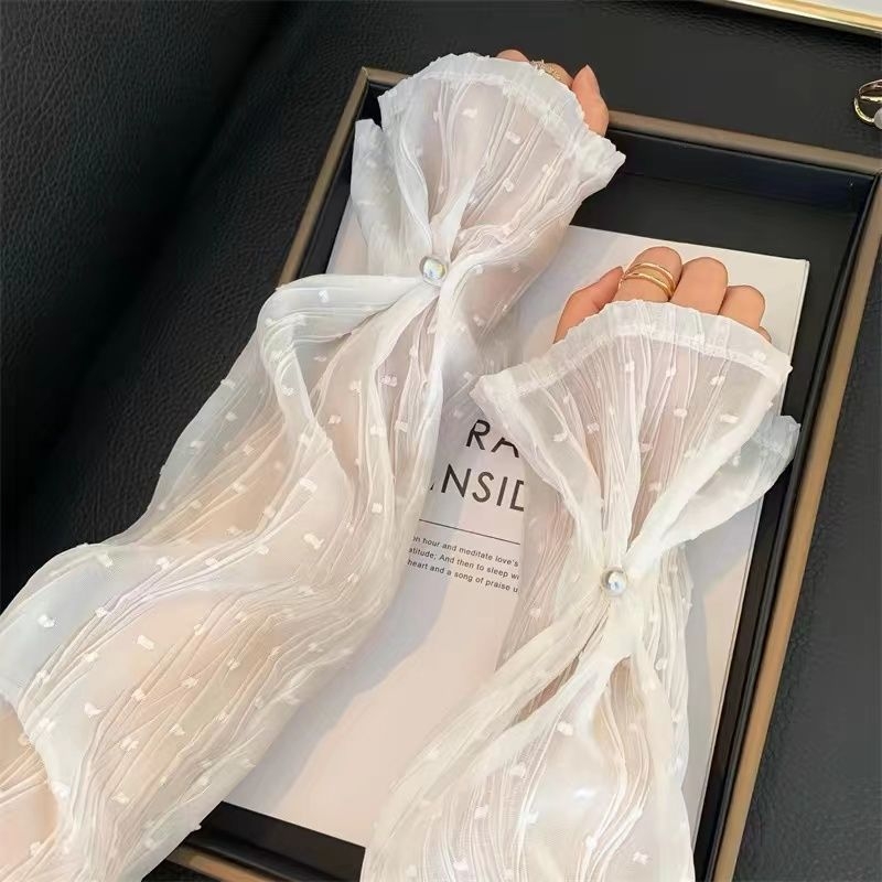 Korejskog stila rukavice s šivanjem srca i točkicama, UV zaštita, ice silk rukavi