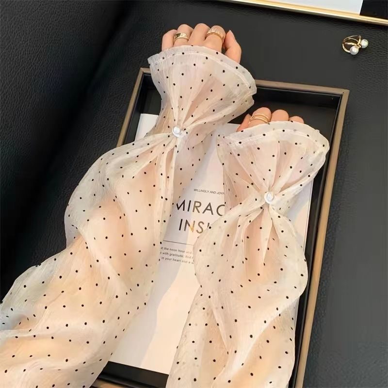 Korejskog stila rukavice s šivanjem srca i točkicama, UV zaštita, ice silk rukavi