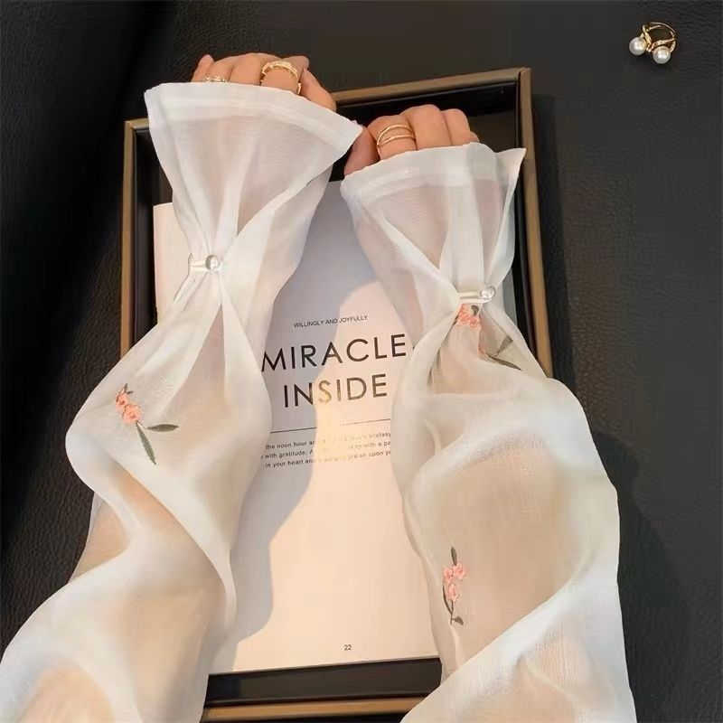 Korejskog stila rukavice s šivanjem srca i točkicama, UV zaštita, ice silk rukavi