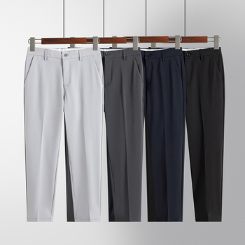 Pantaloni pentru bărbați, stil coreean, croială dreaptă, pentru primăvară-toamnă, casual, lungime 9/10, pentru tineri