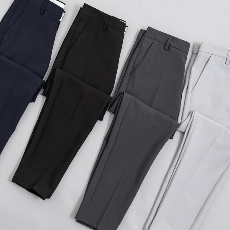 Pantaloni pentru bărbați, stil coreean, croială dreaptă, pentru primăvară-toamnă, casual, lungime 9/10, pentru tineri