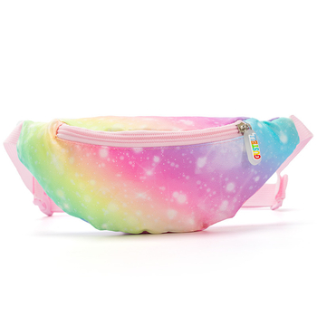 Νέα παιδική crossbody τσάντα με πολύχρωμο gradient print, από Oxford ύφασμα, ελαφριά για κορίτσια
