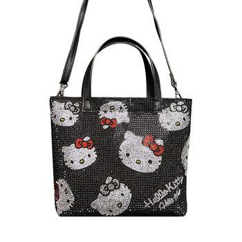 Platnena tote torba s kristalima, otiskom, za rame i crossbody