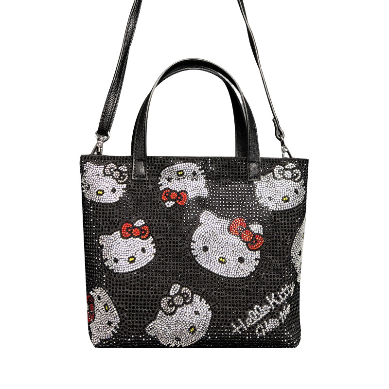 Platnena tote torba s kristalima, otiskom, za rame i crossbody