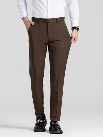 Muške hlače za odijelo bez nabora, lagane, poslovnog stila, slim straight kroj