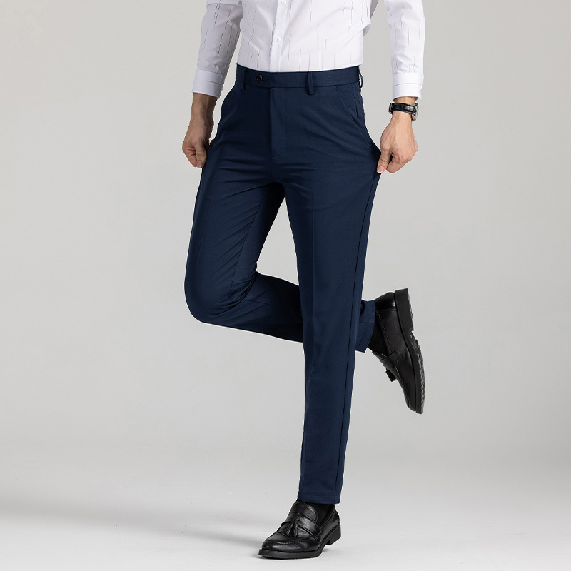 Muške hlače za odijelo bez nabora, lagane, poslovnog stila, slim straight kroj