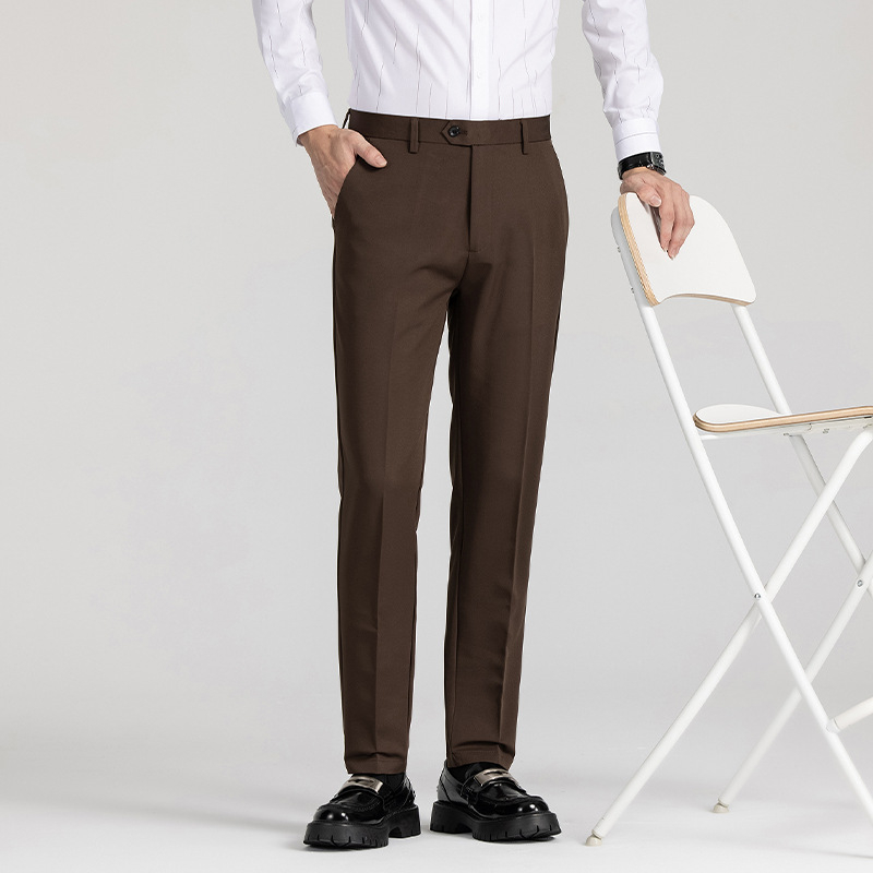 Muške hlače za odijelo bez nabora, lagane, poslovnog stila, slim straight kroj