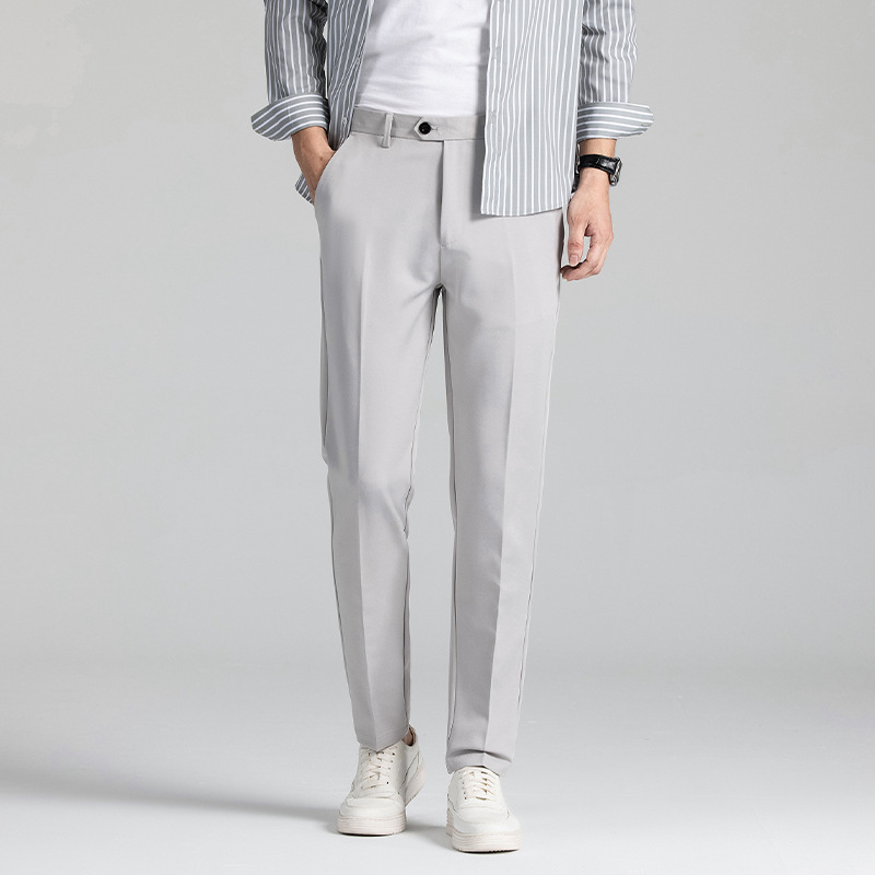 Muške hlače za odijelo bez nabora, lagane, poslovnog stila, slim straight kroj