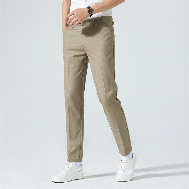 Muške hlače za odijelo bez nabora, lagane, poslovnog stila, slim straight kroj